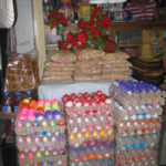 Cascarones, emptied eggs, are sold by the dozens for carnival (Mardi Gras to some). Carefully poked holes allow one to blow the egg out of the shell before dying and refilling with confetti. They are sold for the prank of slapping someone on the back, the top of the head or simply throwing to bring a rain of colorful paper down on the target. I did not know about these until I was caught in the streets by, what I mistook for a gang of guys attacking pedestrians with eggs. Another good reason to be culturally prepared before making assumptions and starting rumors.