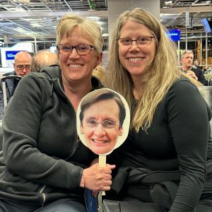 Deb, Flat Jan, and Jenny at the airport